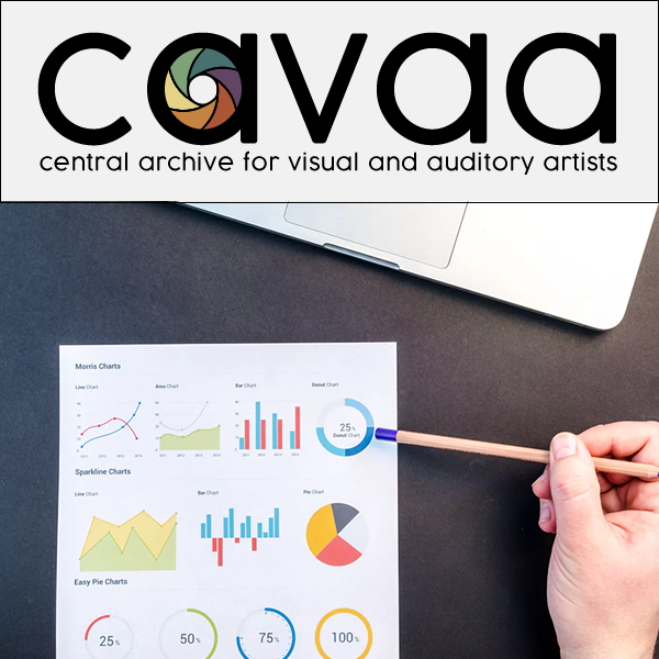 [top]: CAVAA logo, [bottom: computer laptop keyboard in frame with hand pointing to color graph chart.